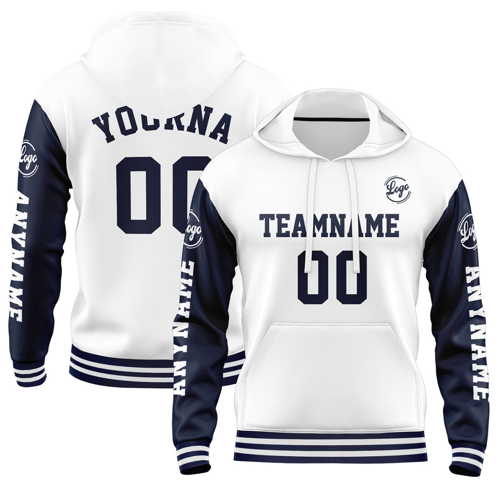 Custom Navy White Sweatshirt Hoodie For Men Women Girl Boy Print Your Logo Name Number enthsush