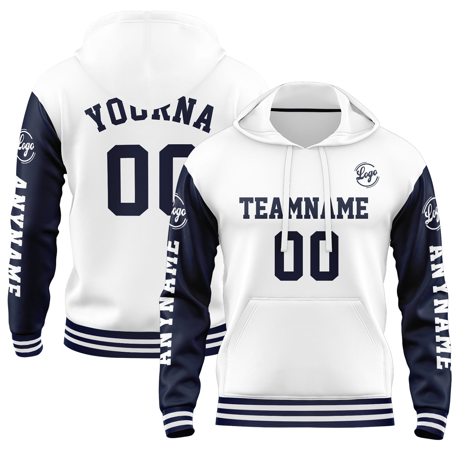 Custom Navy White Sweatshirt Hoodie For Men Women Girl Boy Print Your Logo Name Number enthsush