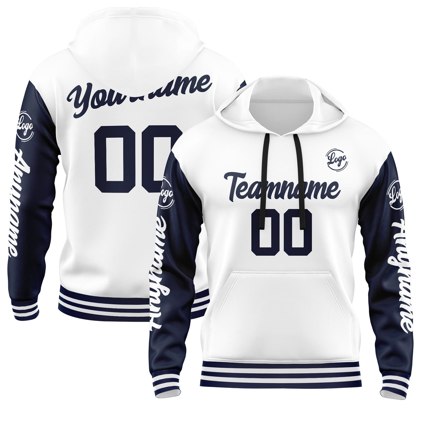 Custom Navy White Sweatshirt Hoodie For Men Women Girl Boy Print Your Logo Name Number enthsush