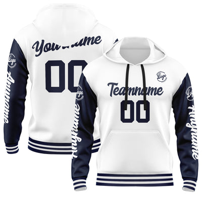 Custom Navy White Sweatshirt Hoodie For Men Women Girl Boy Print Your Logo Name Number enthsush