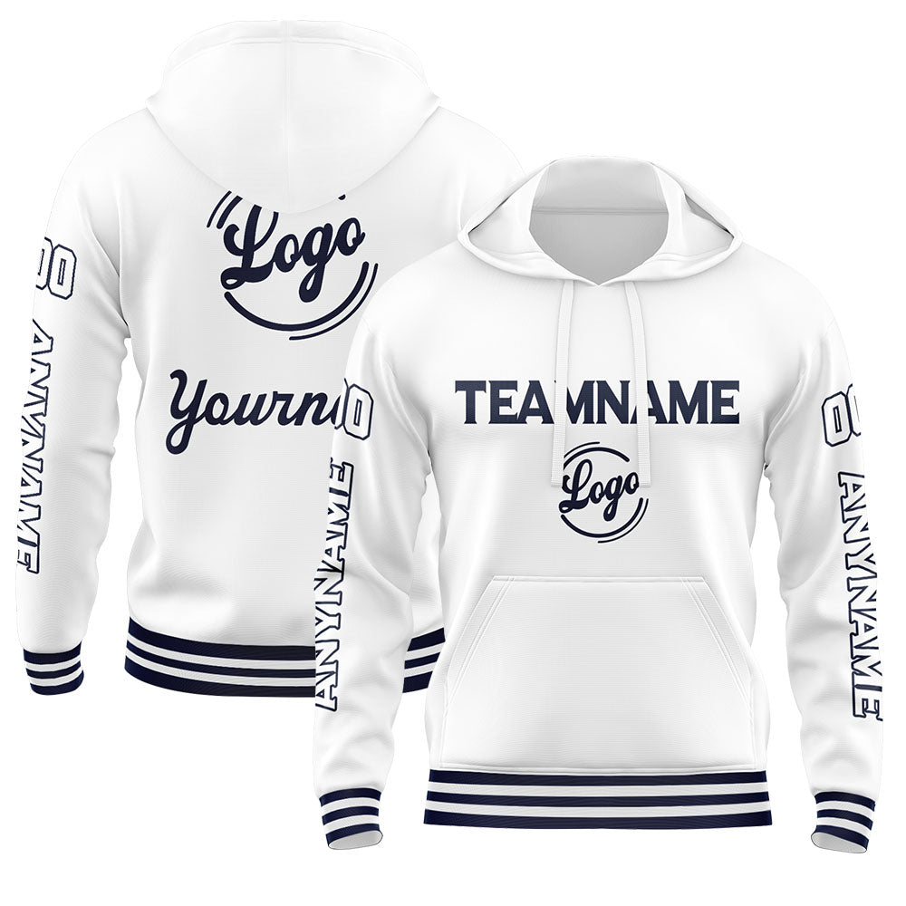 Custom Navy White Sweatshirt Hoodie For Men Women Girl Boy Print Your Logo Name Number enthsush