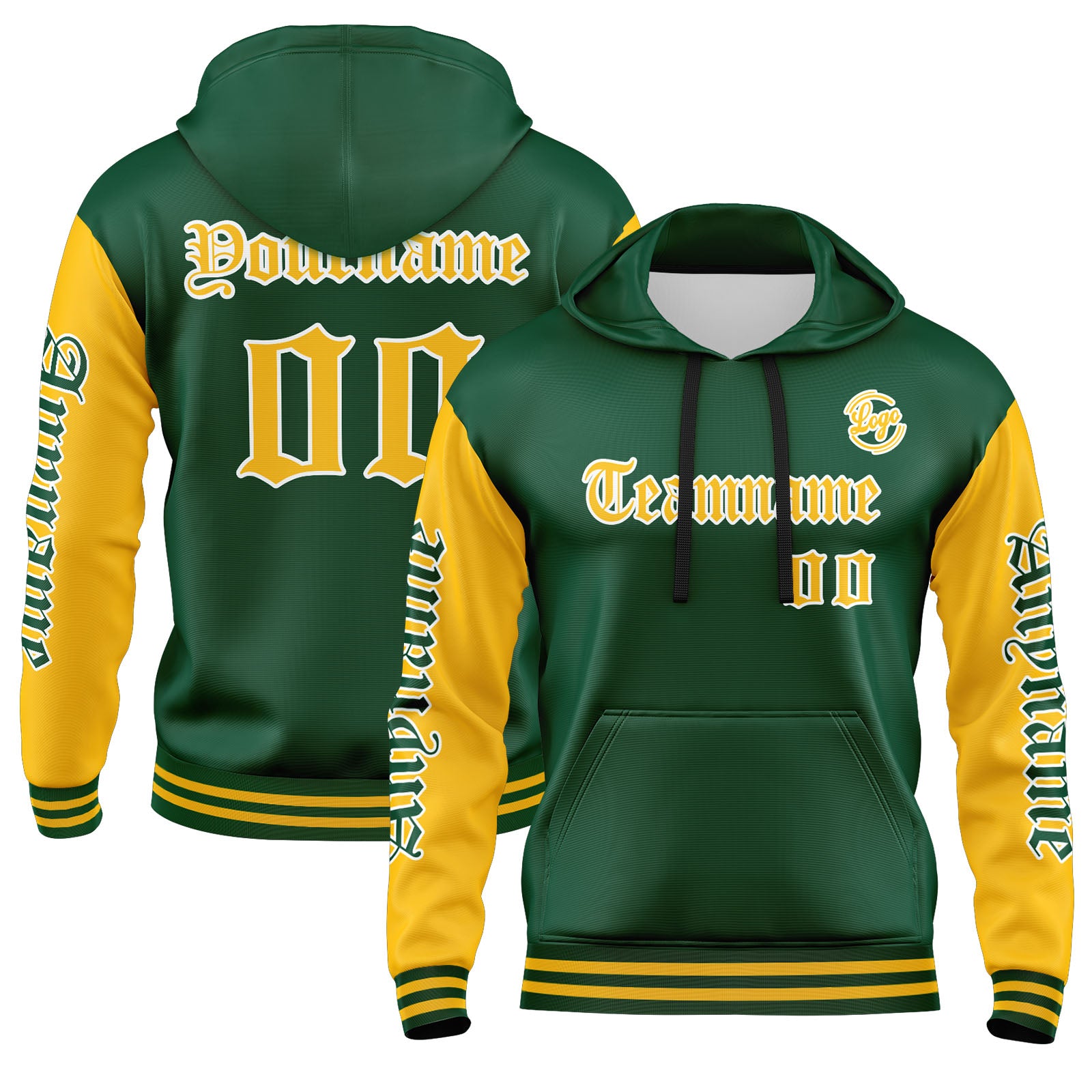 Custom Green Yellow Sweatshirt Hoodie For Men Women Girl Boy Print Your Logo Name Number enthsush
