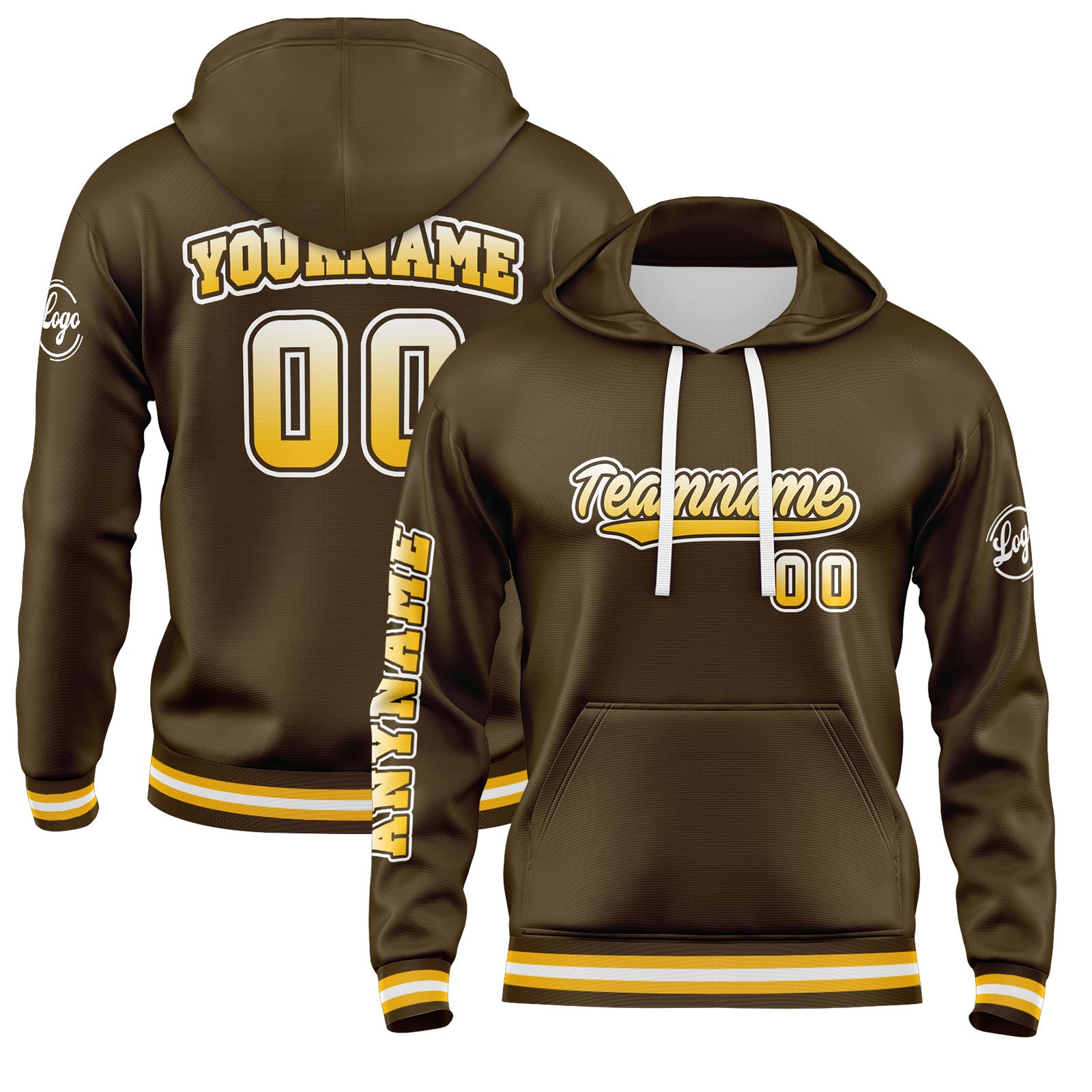 Custom Brown Yellow Sweatshirt Hoodie For Men Women Girl Boy Print Your Logo Name Number enthsush
