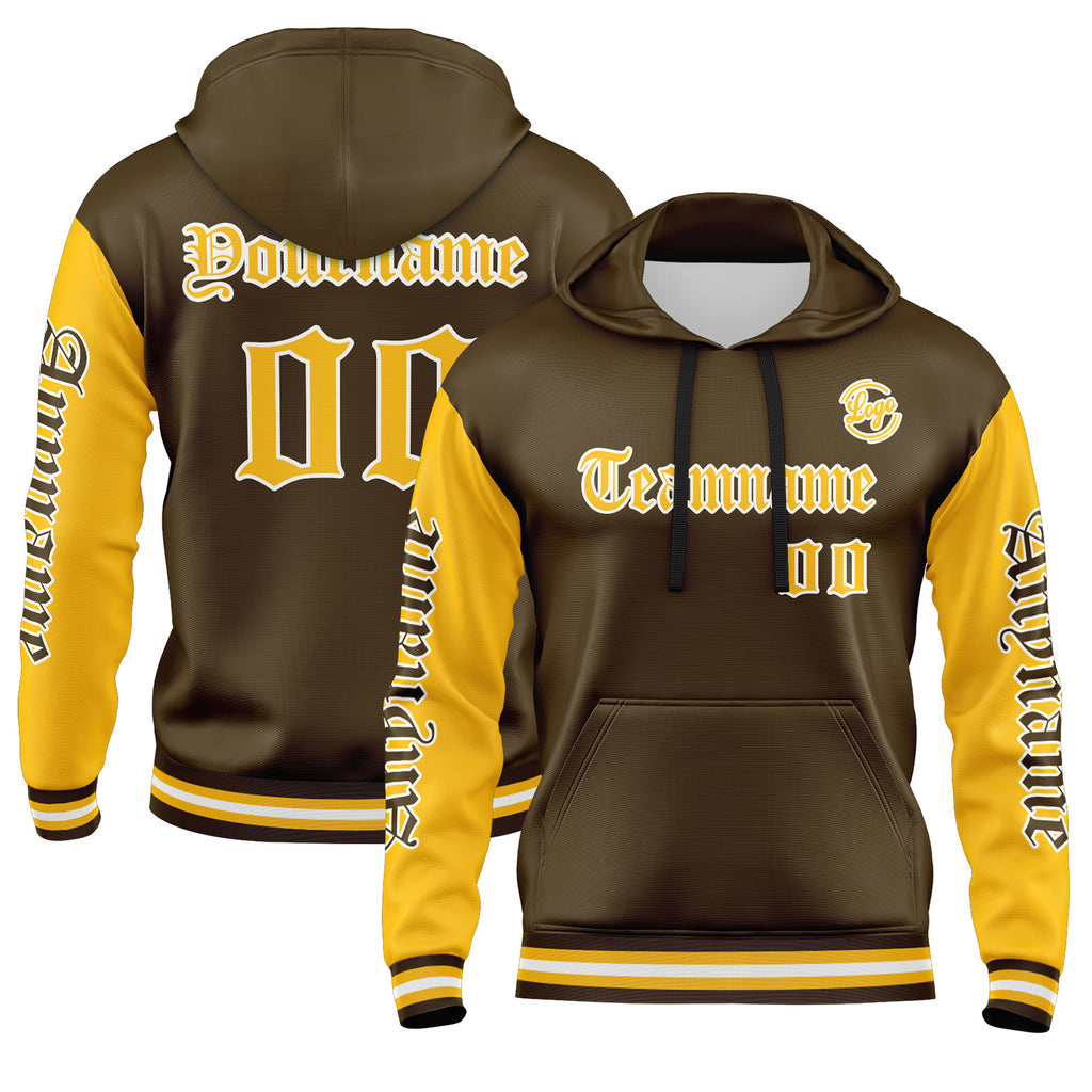 Custom Brown Yellow Sweatshirt Hoodie For Men Women Girl Boy Print Your Logo Name Number enthsush