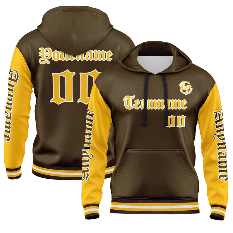 Custom Brown Yellow Sweatshirt Hoodie For Men Women Girl Boy Print Your Logo Name Number