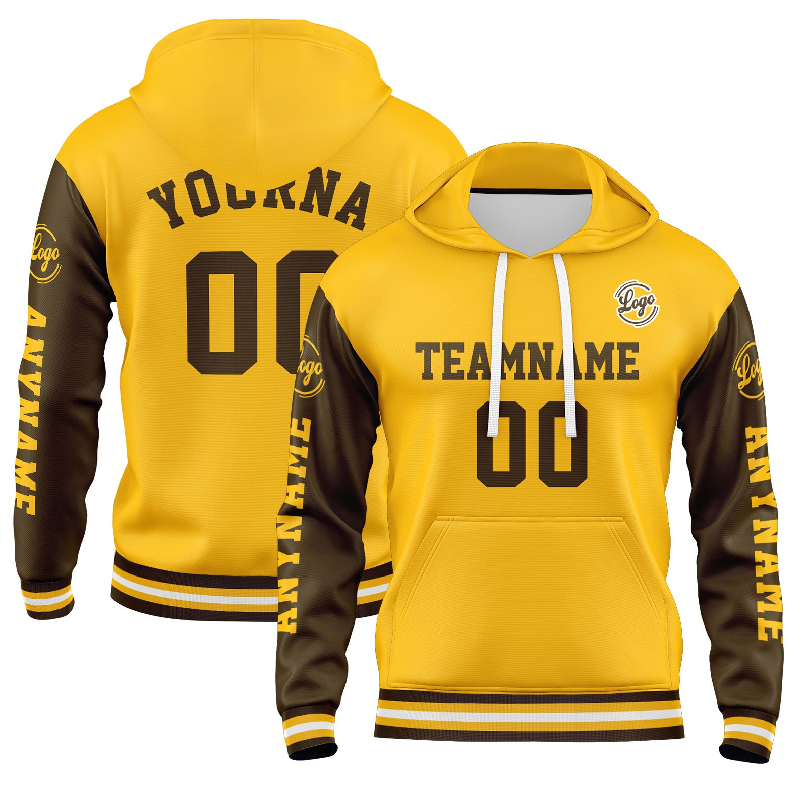 Custom Brown Yellow Sweatshirt Hoodie For Men Women Girl Boy Print Your Logo Name Number enthsush