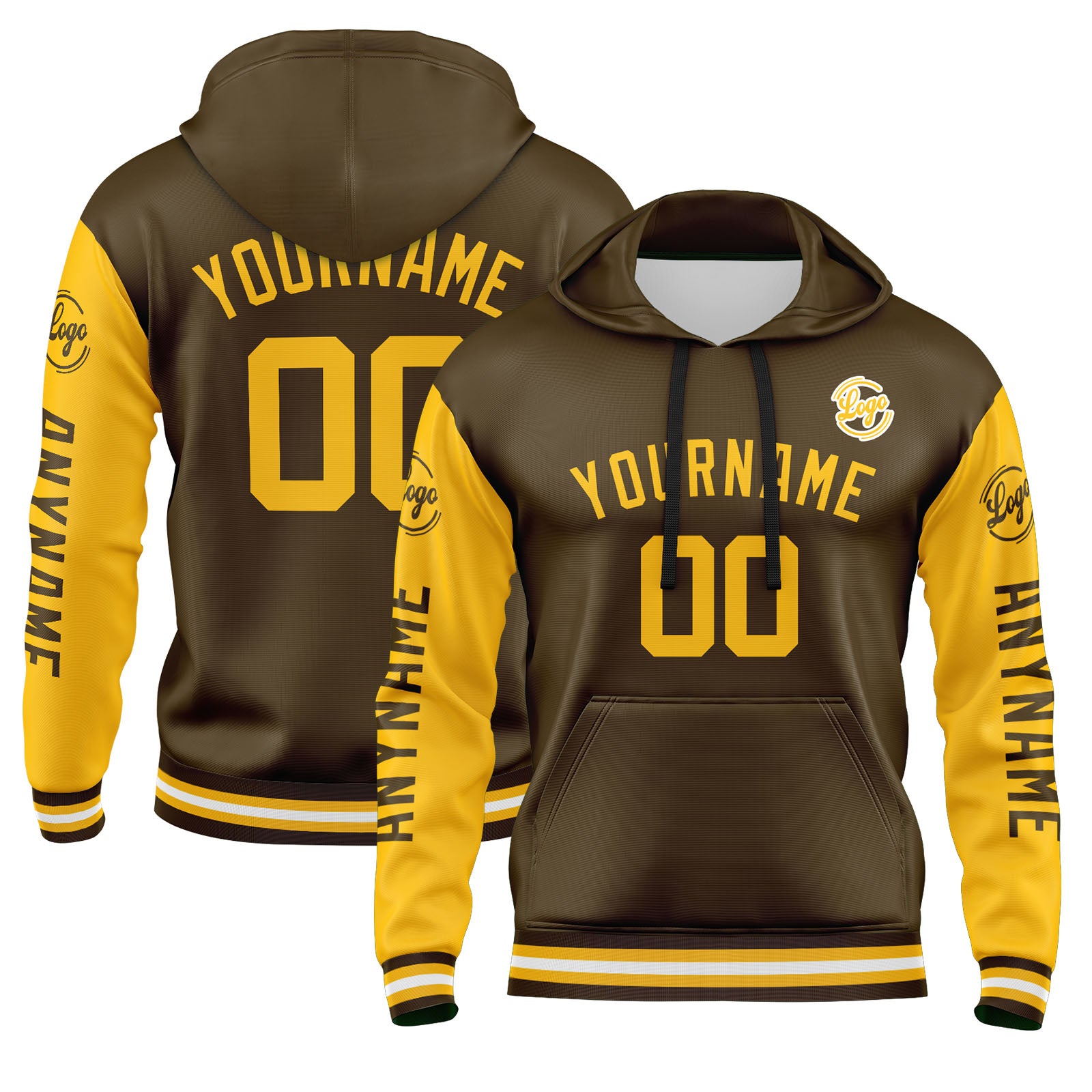 Custom Brown Yellow Sweatshirt Hoodie For Men Women Girl Boy Print Your Logo Name Number enthsush