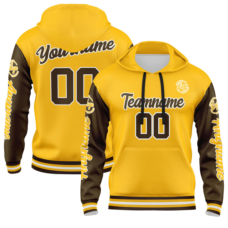 Custom Brown Yellow Sweatshirt Hoodie For Men Women Girl Boy Print Your Logo Name Number