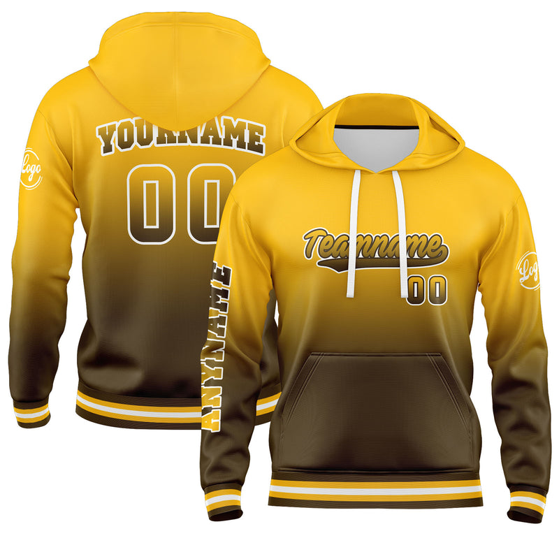 Custom Brown Yellow Sweatshirt Hoodie For Men Women Girl Boy Print Your Logo Name Number