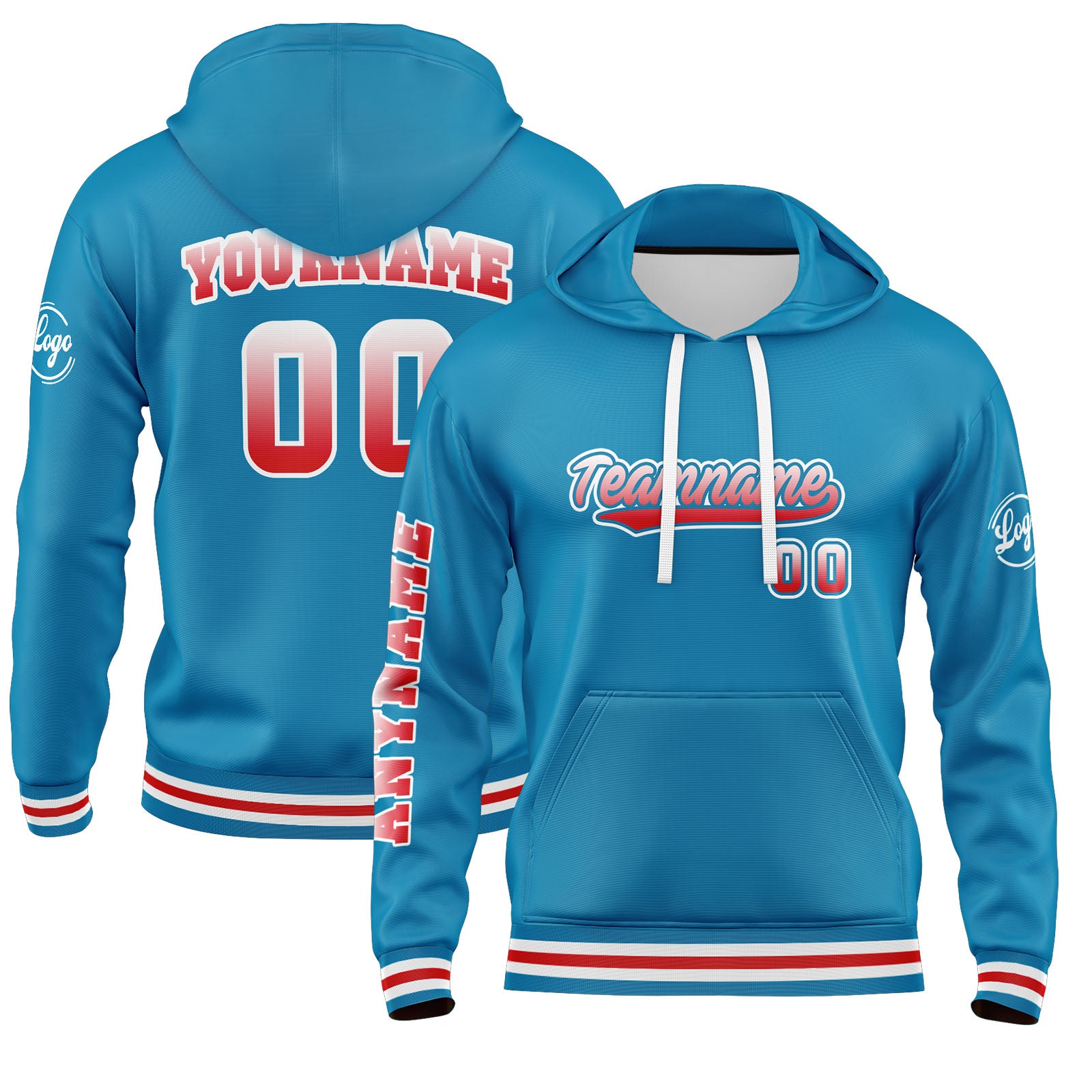 Custom Blue Red Sweatshirt Hoodie For Men Women Girl Boy Print Your Logo Name Number enthsush