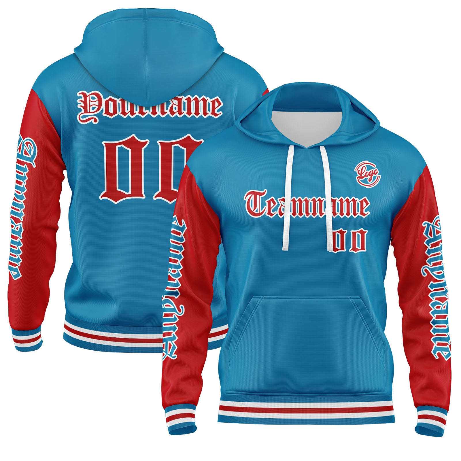 Custom Blue Red Sweatshirt Hoodie For Men Women Girl Boy Print Your Logo Name Number enthsush