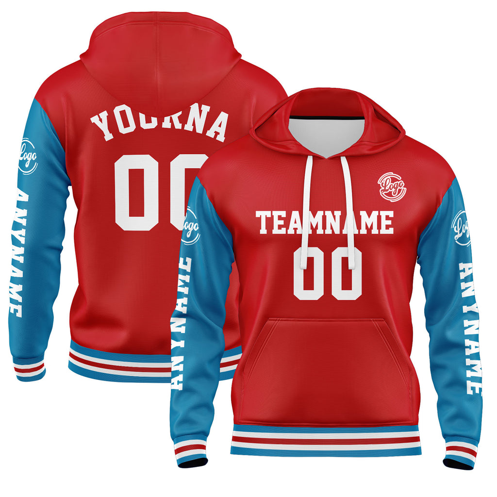 Custom Blue Red Sweatshirt Hoodie For Men Women Girl Boy Print Your Logo Name Number enthsush