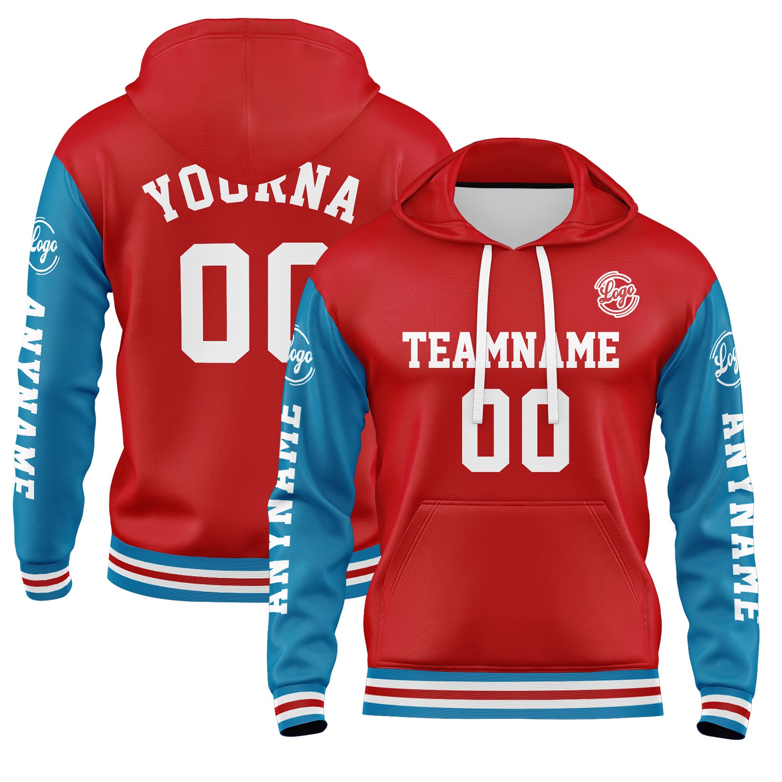 Custom Blue Red Sweatshirt Hoodie For Men Women Girl Boy Print Your Logo Name Number enthsush