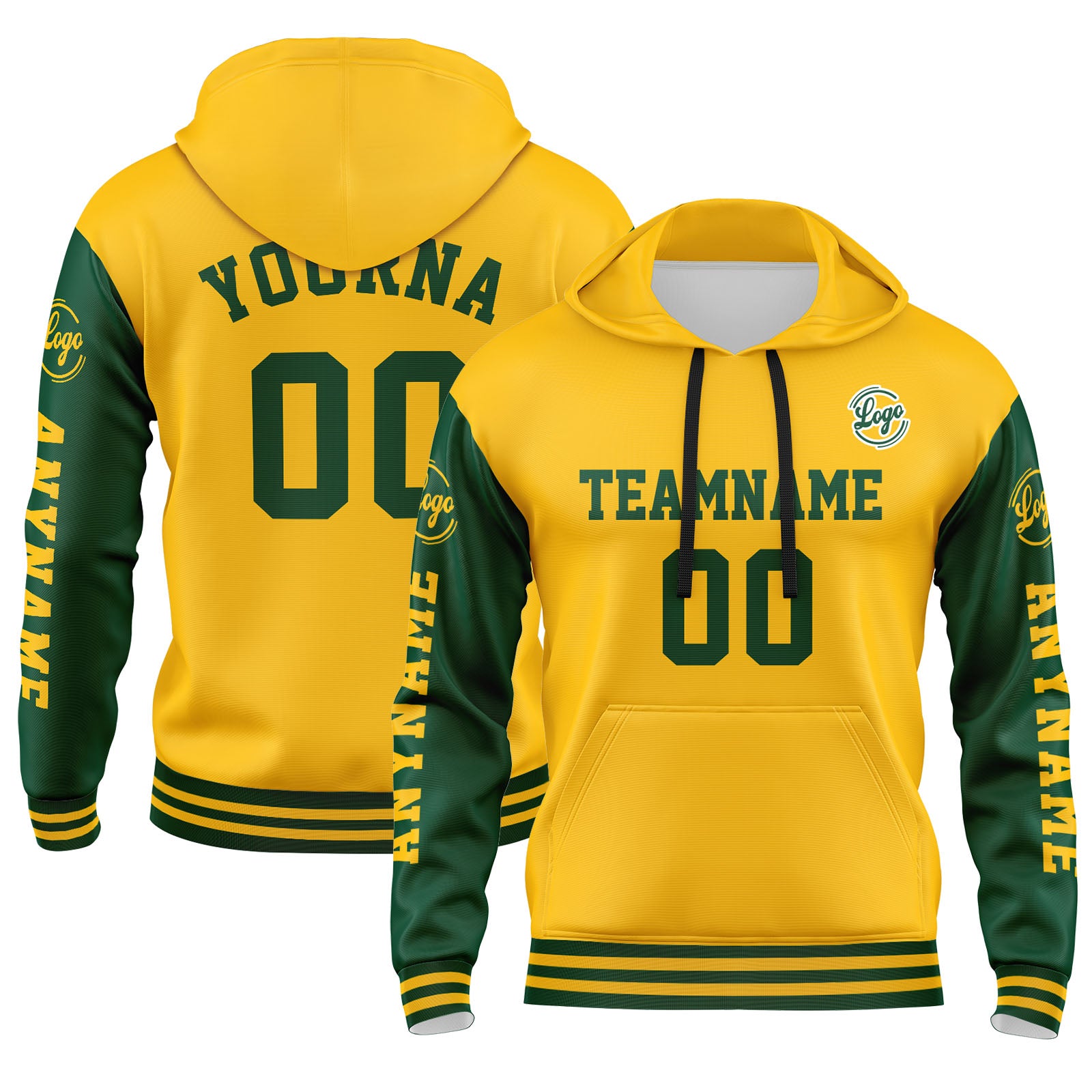 Custom Green Yellow Sweatshirt Hoodie For Men Women Girl Boy Print Your Logo Name Number enthsush