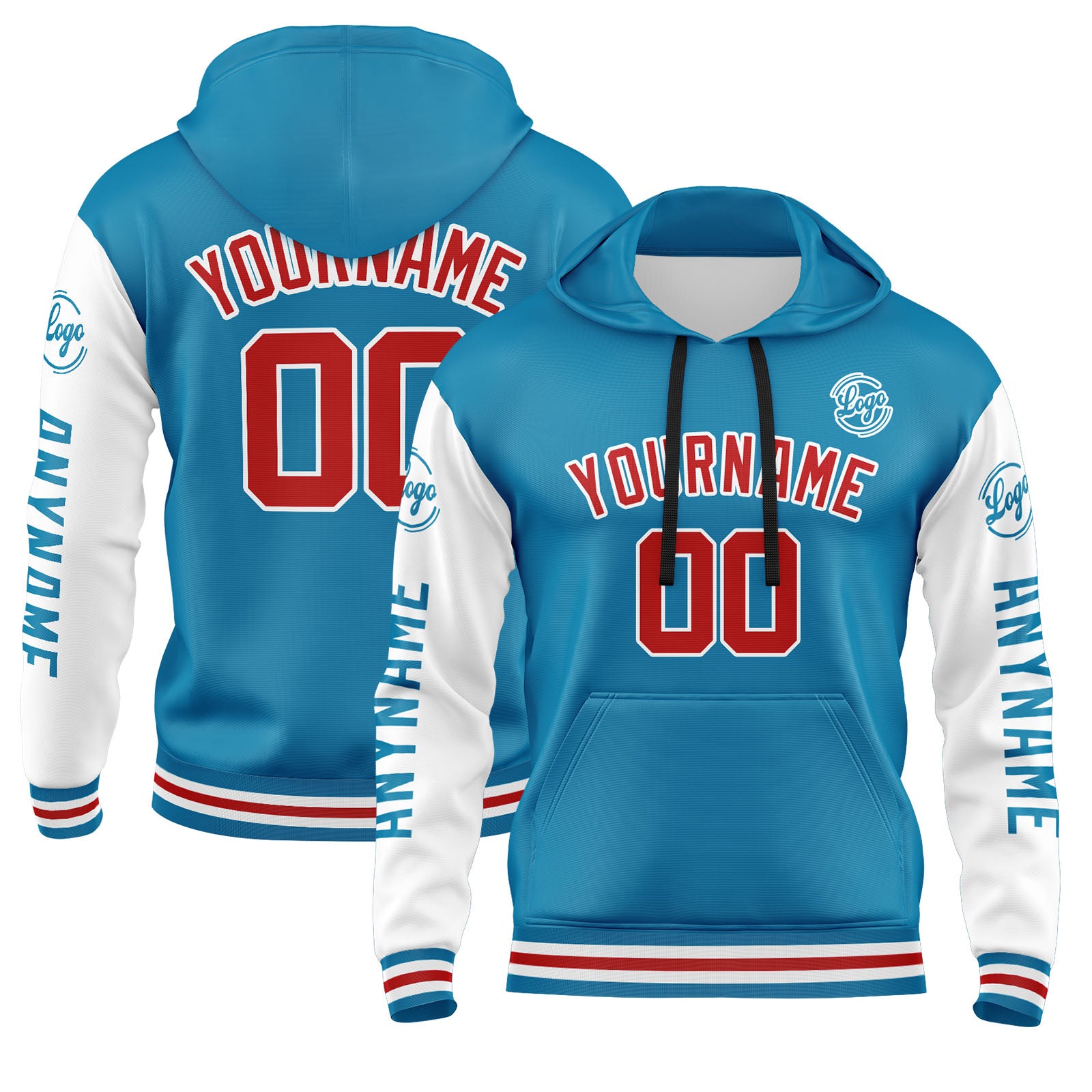 Custom Blue White Red Sweatshirt Hoodie For Men Women Girl Boy Print Your Logo Name Number enthsush