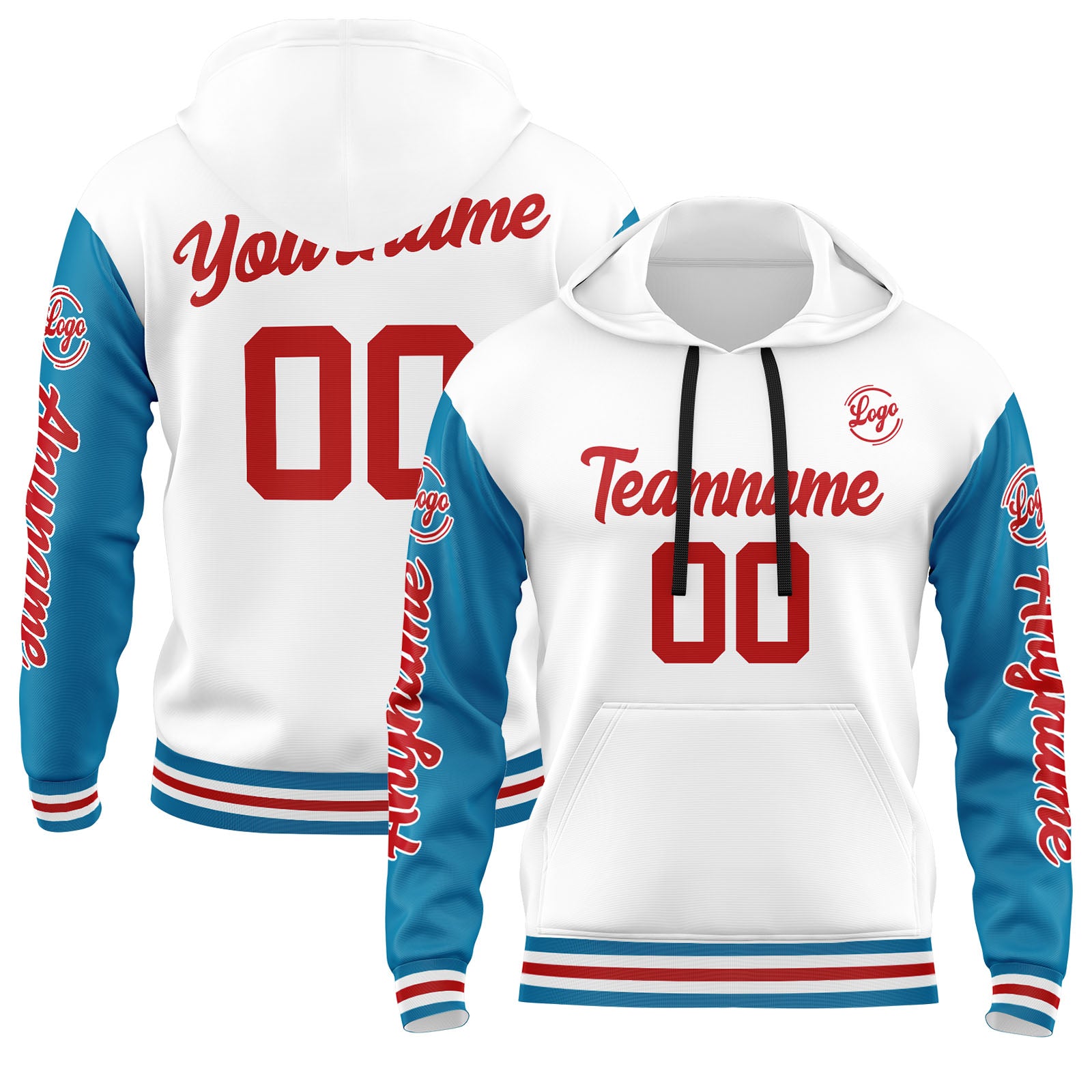 Custom Blue White Red Sweatshirt Hoodie For Men Women Girl Boy Print Your Logo Name Number enthsush