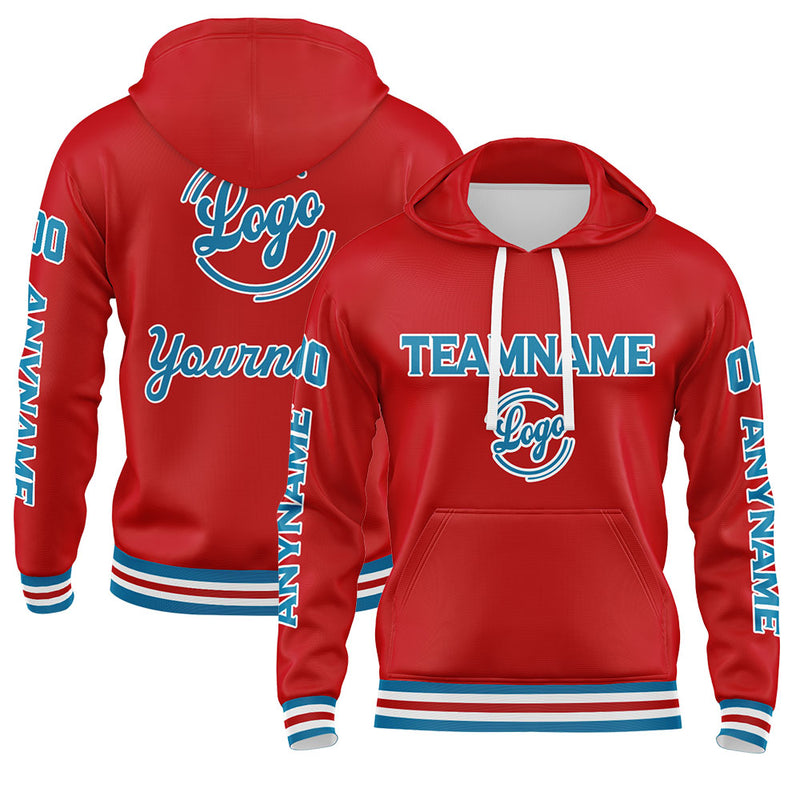 Custom Blue Red Sweatshirt Hoodie For Men Women Girl Boy Print Your Logo Name Number