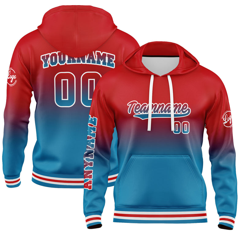 Custom Blue Red Sweatshirt Hoodie For Men Women Girl Boy Print Your Logo Name Number