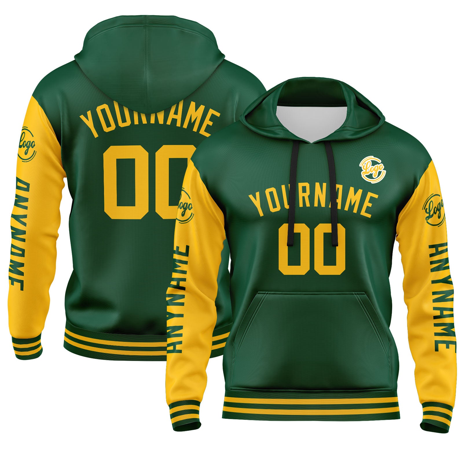 Custom Green Yellow Sweatshirt Hoodie For Men Women Girl Boy Print Your Logo Name Number enthsush