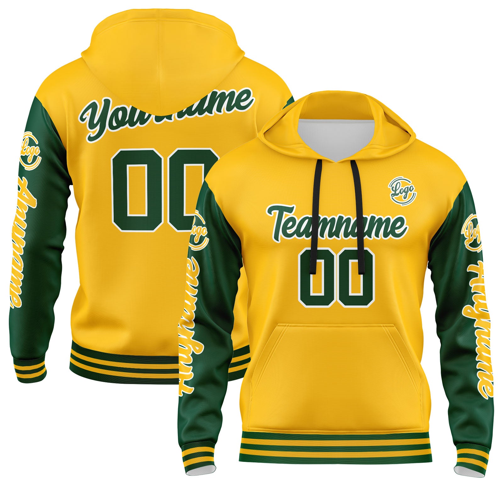 Custom Green Yellow Sweatshirt Hoodie For Men Women Girl Boy Print Your Logo Name Number enthsush