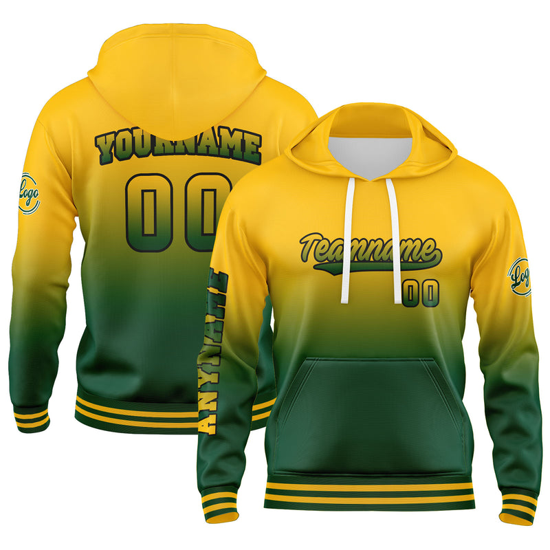Custom Green Yellow Sweatshirt Hoodie For Men Women Girl Boy Print Your Logo Name Number