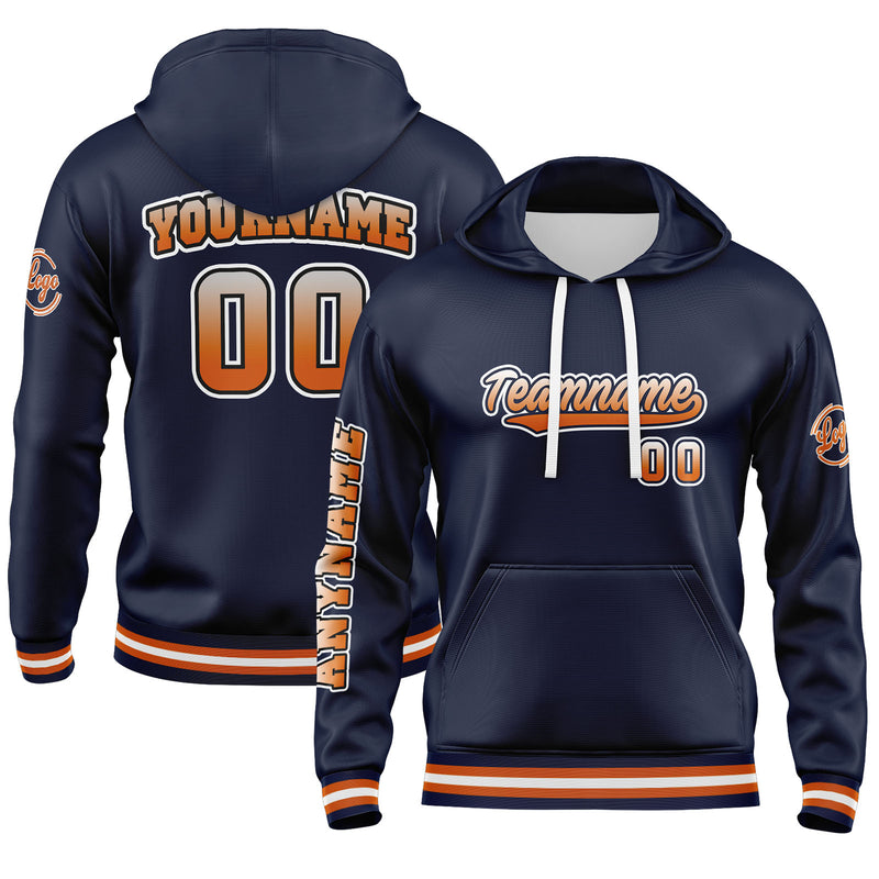 Custom Navy Orange Sweatshirt Hoodie For Men Women Girl Boy Print Your Logo Name Number