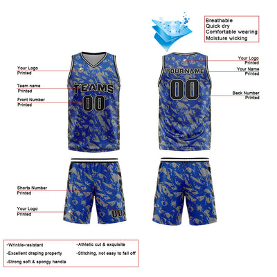 Custom Blue Grey Reversible Basketball Suit for Adults and Kids Personalized Jersey enthsush