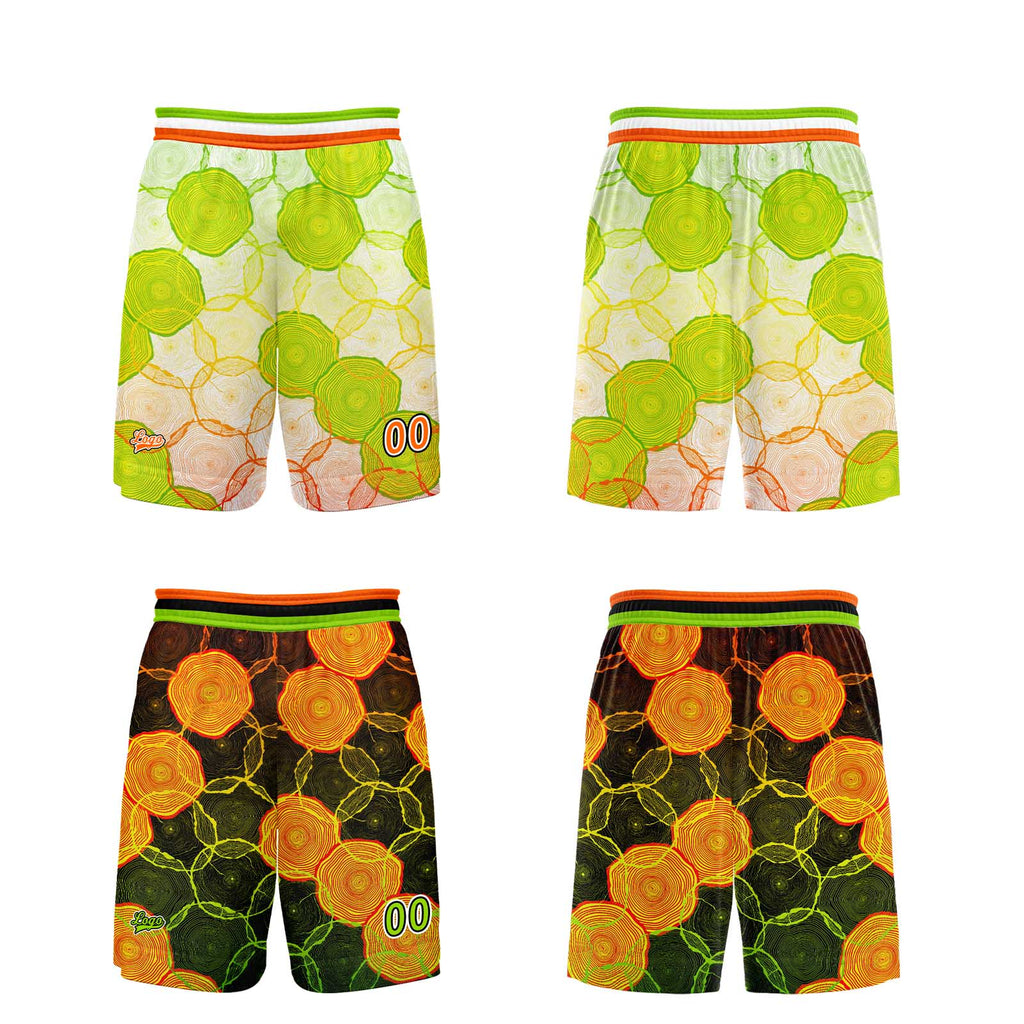 Custom Green Orange Reversible Basketball Suit for Adults and Kids Personalized Jersey enthsush