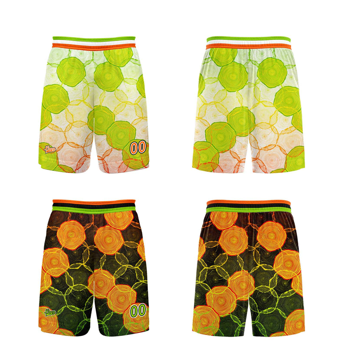 Custom Green Orange Reversible Basketball Suit for Adults and Kids Personalized Jersey enthsush