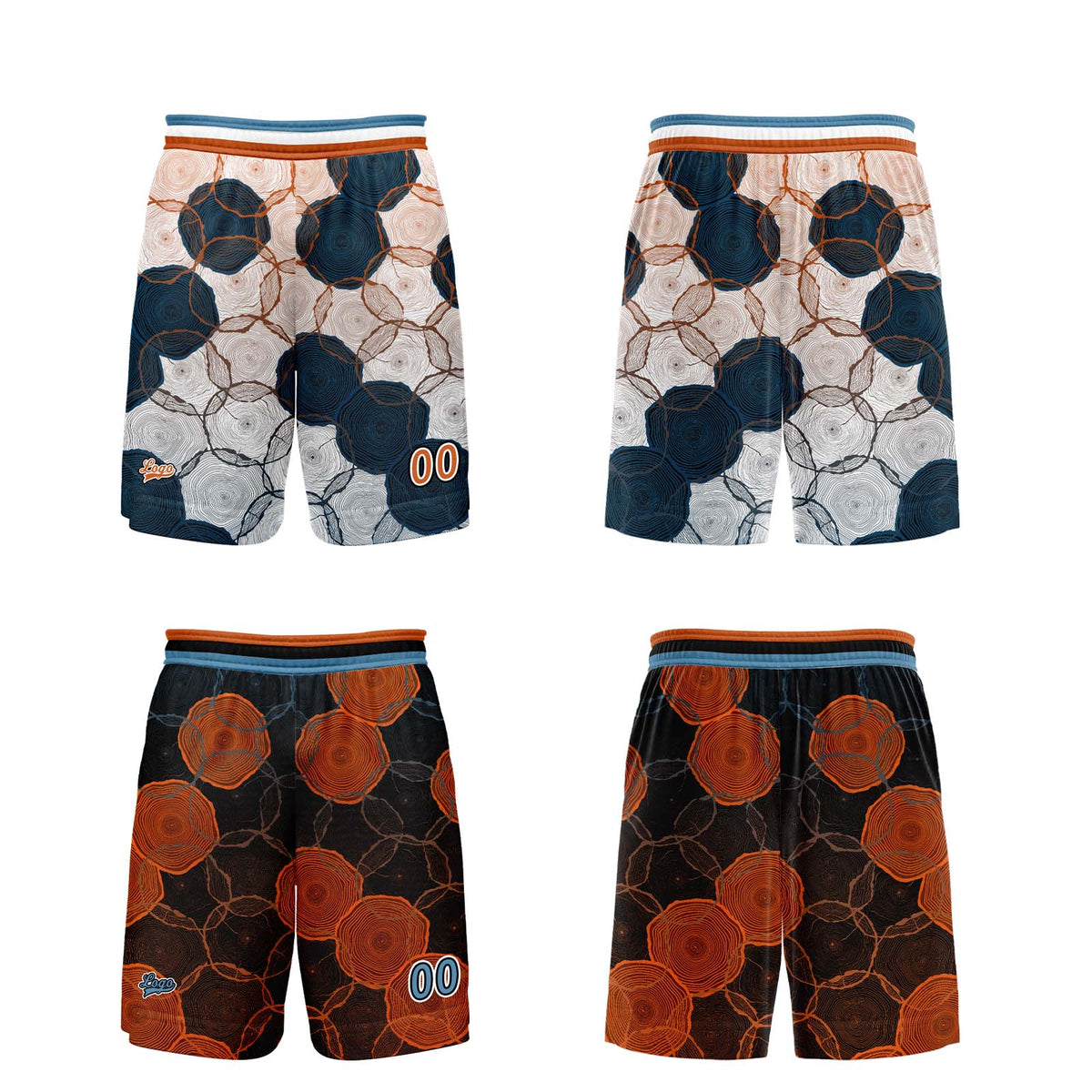 Custom Blue Orange Reversible Basketball Suit for Adults and Kids Personalized Jersey enthsush