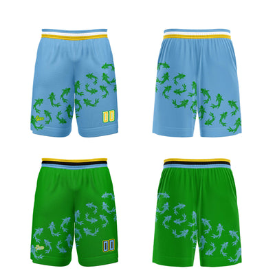Custom Blue Green Reversible Basketball Suit for Adults and Kids Personalized Jersey enthsush