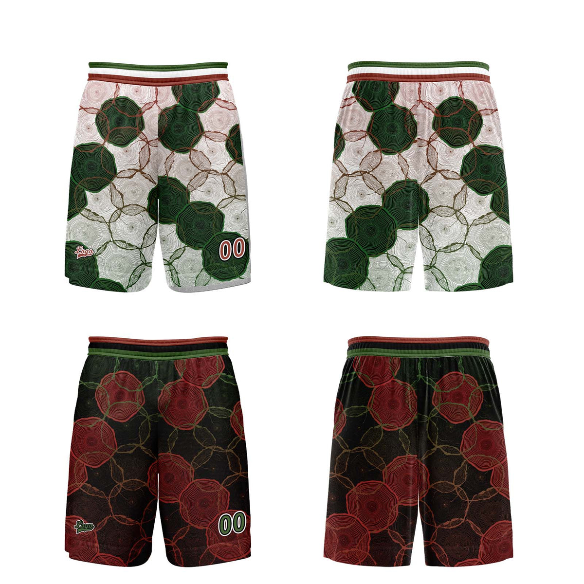 Custom Green Red Reversible Basketball Suit for Adults and Kids Personalized Jersey enthsush