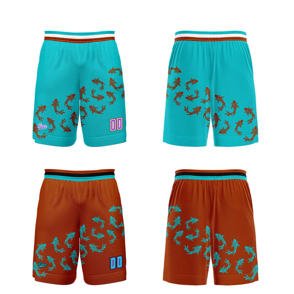 Custom Blue Orange Reversible Basketball Suit for Adults and Kids Personalized Jersey enthsush