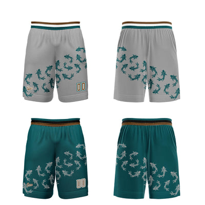 Custom Gray Green Reversible Basketball Suit for Adults and Kids Personalized Jersey enthsush