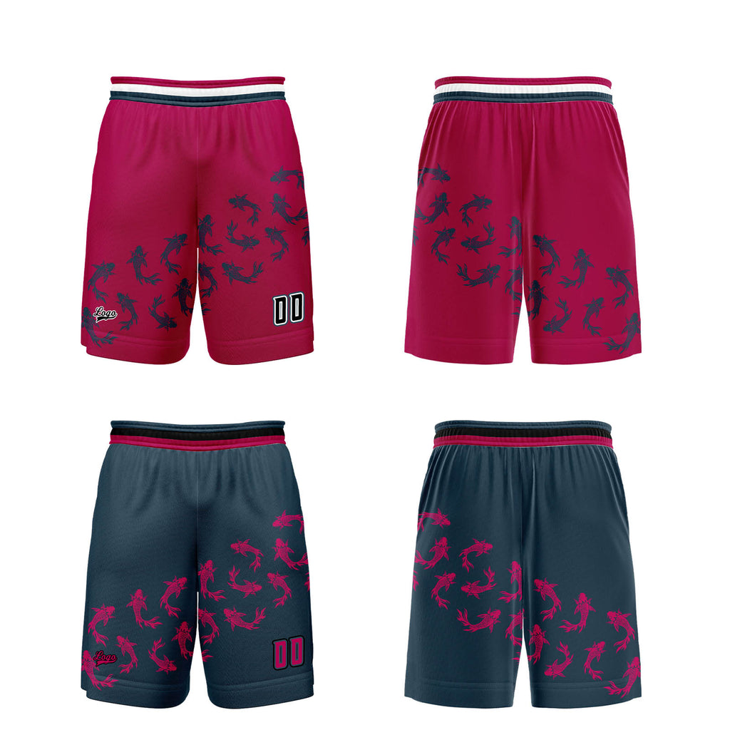 Custom Rose Blue Reversible Basketball Suit for Adults and Kids Personalized Jersey enthsush