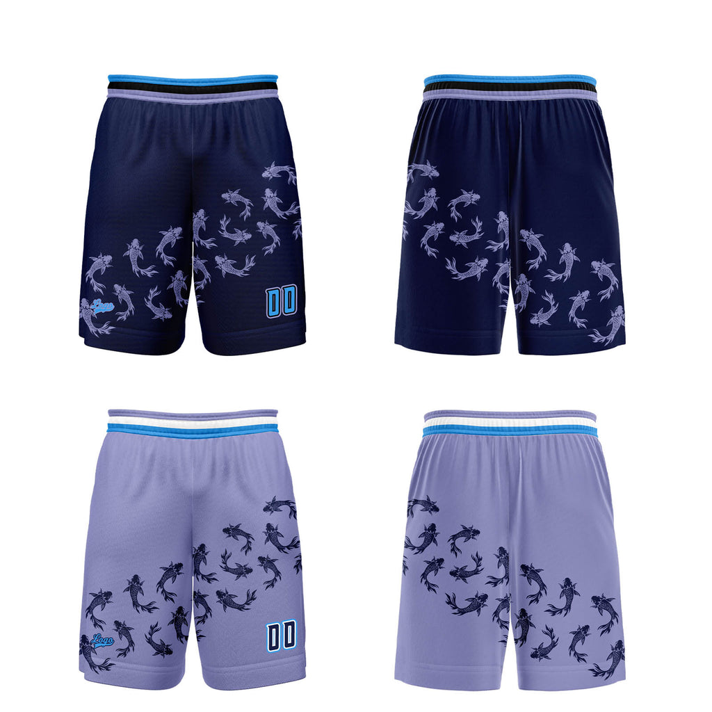 Custom Blue Purple Reversible Basketball Suit for Adults and Kids Personalized Jersey enthsush