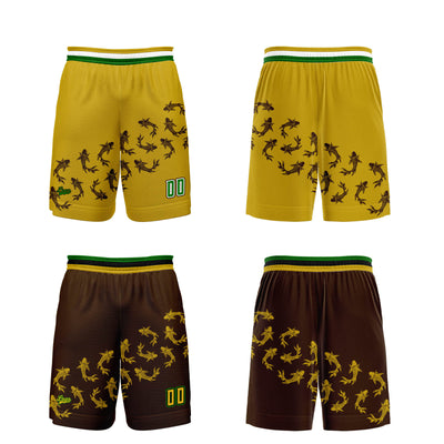Custom Yellow Brown Reversible Basketball Suit for Adults and Kids Personalized Jersey enthsush