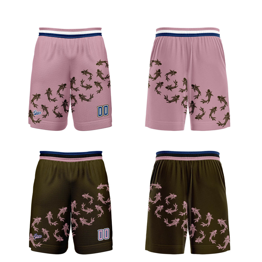 Custom Pink Brown Reversible Basketball Suit for Adults and Kids Personalized Jersey enthsush