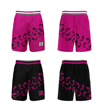 Custom Plum Pink Black Reversible Basketball Suit for Adults and Kids Personalized Jersey enthsush