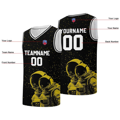 Custom basketball jersey for men and women. Stitched and printed name, number and logo Black enthsush