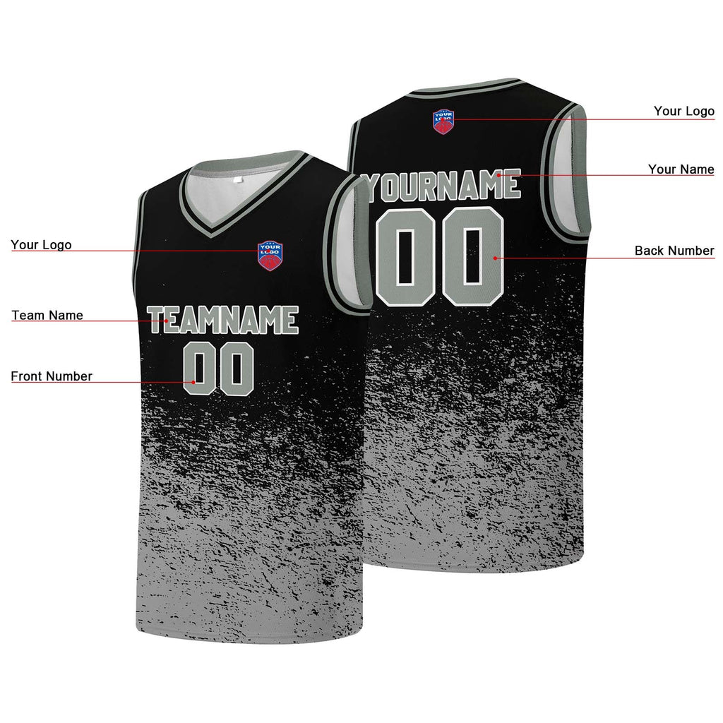 Custom basketball jersey for men and women. Stitched and printed name, number and logo Black&Gray enthsush