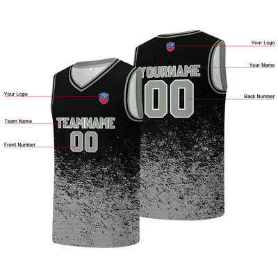 Custom basketball jersey for men and women. Stitched and printed name, number and logo Black&Gray enthsush