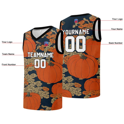 Custom basketball jersey for men and women. Stitched and printed name, number and logo Pumpkin enthsush