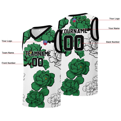 Custom basketball jersey for men and women. Stitched and printed name, number and logo Green enthsush