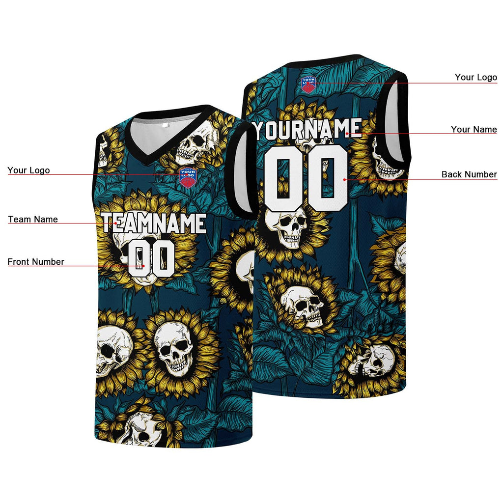 Custom basketball jersey for men and women. Stitched and printed name, number and logo Midnight Green enthsush