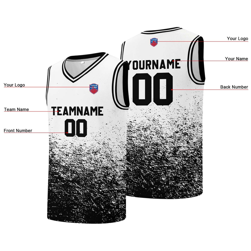 Custom basketball jersey for men and women. Stitched and printed name, number and logo White&Black enthsush