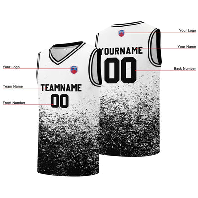 Custom basketball jersey for men and women. Stitched and printed name, number and logo White&Black enthsush
