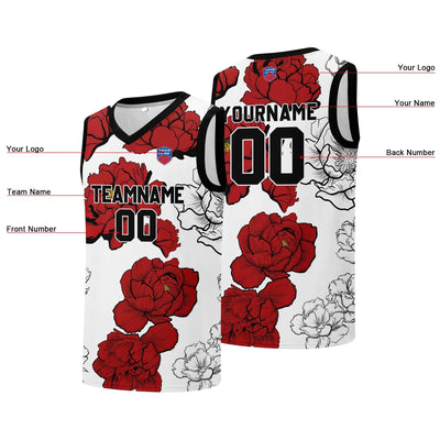Custom basketball jersey for men and women. Stitched and printed name, number and logo Red enthsush
