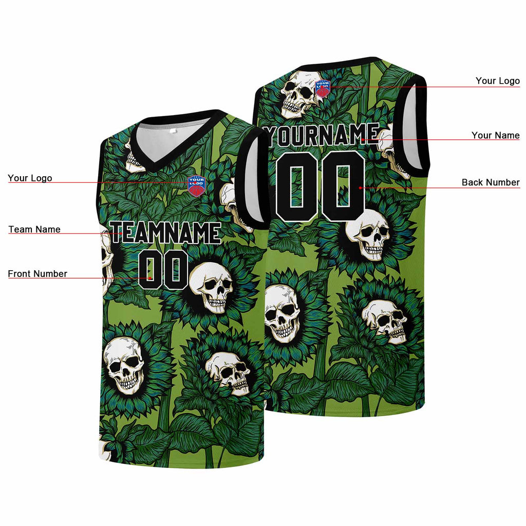Custom basketball jersey for men and women. Stitched and printed name, number and logo Green enthsush