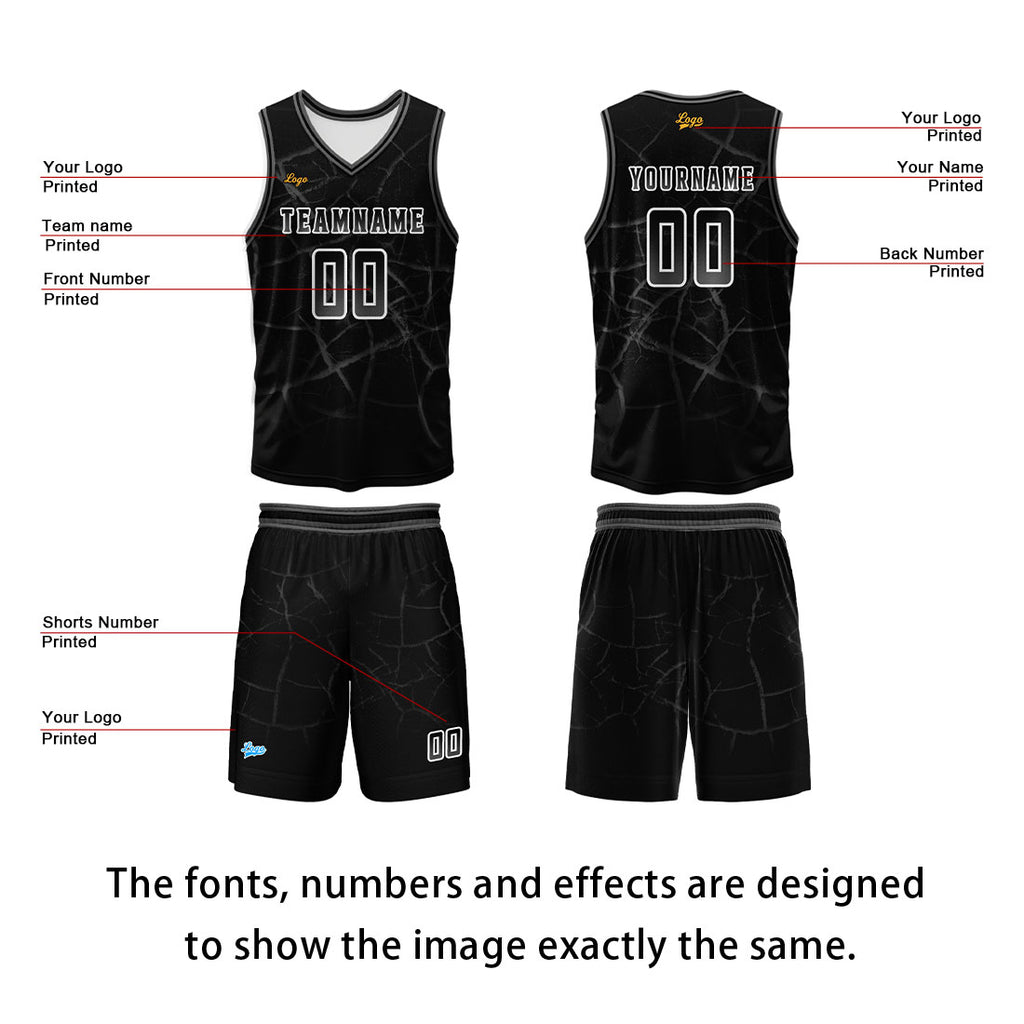 Custom Black Ash Basketball Jersey Uniform Suit Printed Your Logo Name Number enthsush